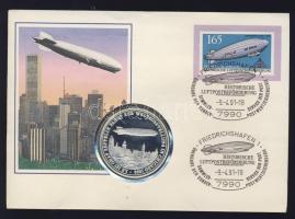 NSZK DN "Zeppelin" Ag emlékérem 23,8g bélyeges érmés borítékon, alkalmi bélyegzővel T:PP