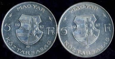 1947. 5Ft Ag "Kossuth" (2x) T:2,2/3 ph.