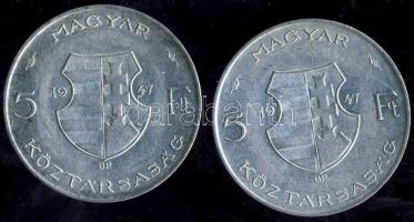 1947. 5Ft Ag "Kossuth" (2x) T:2/3