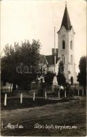 1940 Algyő (Szeged), Római katolikus templom, országzászló. photo (EK)