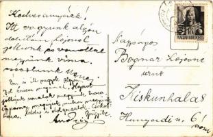 1940 Algyő (Szeged), Római katolikus templom, országzászló. photo (EK)