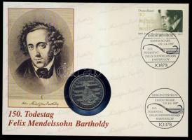 NSZK 1984. 5M "Mendelssohn" bélyeges érmés borítékon, elsőnapi bélyegzővel, hátoldali ismertető tanúsítvánnyal T:1