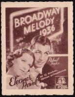 1936 Broadway melody. Film reklám kártya, 7x9 cm.