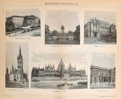 cca 1895-1900 kb. 50 db Budapest, művészet, történelem témájú illusztráció (Buda és Pest 1730 körül,...