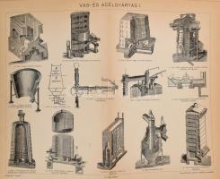 cca 1895-1900 kb. 120 db tudomány, technika, közlekedés, militária, építészet témájú illusztráció (v...