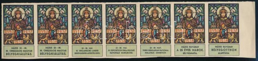 1938 III. Országos magyar bélyegkiállítás levélzáró 7-es csík