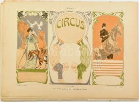 cca 1900-1910 Dekorative Vorbilder, össz. 10 db, szecessziós, historizáló és japonizáló ornamentikával, illusztrációval díszített nyomat. Egyik Georg Sturm (1855-1923), egy másik František (Franz) Kupka (1871-1957) műve. Egy lapon Anton Seder (1850-1916) üvegterveivel. Helyenként lap széle kissé szakadt és kissé foltos. Lapméret: kb. 35x25 cm, egy lap 35x50 cm