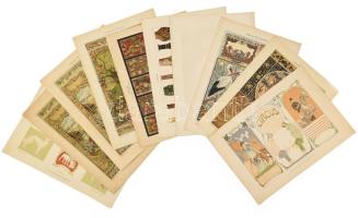 cca 1900-1910 Dekorative Vorbilder, össz. 10 db, szecessziós, historizáló és japonizáló ornamentikáv...