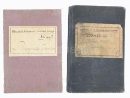 1918-1920 Gyáripari lakatosok védelmi alapja tagsági könyv + Magyarországi Vas és Fémmunkások központi szövetsége tagsági könyv, tagsági bélyegekkel