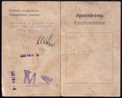 1946 Kétnyelvű málenkij robot alól mentesítő igazolvány