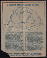 cca 1930 A magyar szellemi egység térképe 18x21 cm, kis hiánnyal hajtva