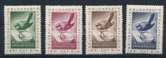 1951 Bélyegkiállítás Budapest 4 klf levélzáró