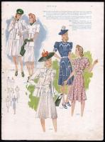 cca 1930-1940 6 db színes Iris női divatkép, ofszet nyomat, papír, sérült, foltos, 38x28 cm körüli m...