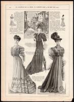 cca 1900 kb. 20 db női divatkép, a francia Le Moniteur de la Mode c. magazinból, nyomat, papír, lap ...
