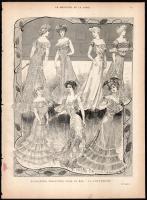 cca 1900 kb. 20 db női divatkép, a francia Le Moniteur de la Mode c. magazinból, nyomat, papír, lap ...