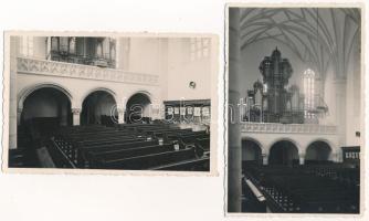 Kolozsvár, Cluj; Farkas utcai református templom, belső / Calvinist church interior - 2 db régi képeslap / 2 pre-1945 postcards