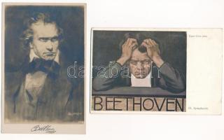 34 db főleg RÉGI használatlan motívum képeslap vegyes minőségben: zeneszerzők / 34 mostly pre-1945 unused motive postcards in mixed quality: composers