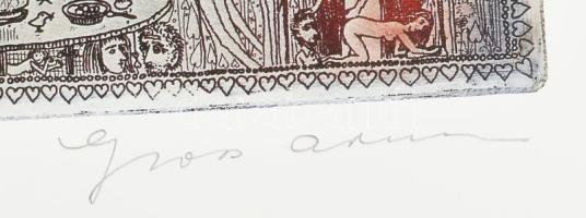 Gross Arnold: Brüsszeli vasárnap. Nyomat, papír. jelzett 33x40 cm alján képet nem érintő folttal