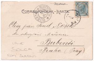 1904 Solca, Szolka, Solka (Bukovina, Bukowina); Ringplatz von Curort Solka / square, shop of Kalman ...