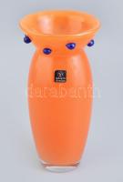 Marcaurel váza, üveg, jelzett, hibátlan, m: 20 cm