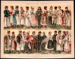 cca 1895-1900 Magyar nemzeti viseletek (népviseletek) I.-II. és európai népvisletek I.-II. , 4 db ny...
