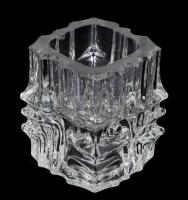 Vladislav Urban retró design üveg váza, jelzés nélkül, teteje lecsiszolt, m: 8 cm