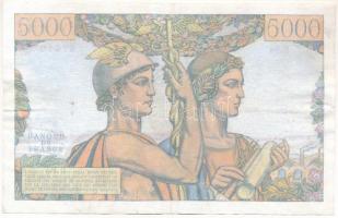 Franciaország 1952. 5000Fr "B.94 67519" T:III tűlyukak 
France 1952. 5000 Francs "B....