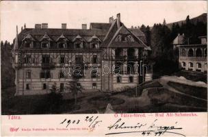 1903 Tátrafüred, Ótátrafüred, Altschmecks, Stary Smokovec (Tátra, Magas Tátra, Vysoké Tatry); szálloda. Feitzinger Ede No. 320. Psl. 1902/12. / hotel, spa