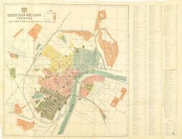 1933 Szeged sz. kir. város térképe, utcajegyzékkel, 1:40000, szakadásokkal, 47×60 cm
