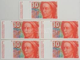 Svájc 1987. 10Fr (5db) sorszámkövetők "87L1130949 - 87L1130953" T:II
Switzerland 1987. 10...