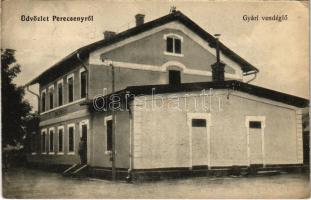 1912 Perecseny, Perechyn, Perecin; Gyári vendéglő / factory restaurant (EK)