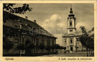 1941 Tiszakécske, Újkécske; Római katolikus templom és Községháza. Andrássy Jenő kiadása (EB)