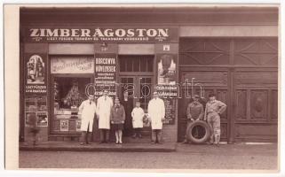 1930 Budapest XXII. Budafok, Zimber Ágoston liszt, fűszer, termény és takarmány kereskedő üzlete. Apponyi út 16. Papp fotóműterem felvétele, photo (vágott / cut)