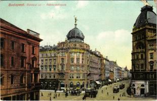 1910 Budapest VIII. Rákóczi út, Blaha Lujza tér, villamos. Jurányi és Társa kiadása (EK)