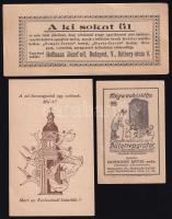 10 db vegyes (nagyrészt budapesti) reklámlap, számolócédula