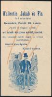 1906 Késmárk, Wallentin Jakab és Fia férfiruha-üzlet számolócédula, hátoldalán kézzel írt nyugta 2 f okmánybélyeggel