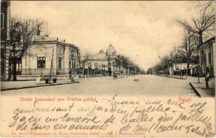 1902 Galati, Galatz; Strada Domneasca spre Gradina publica / street view, park (EB)