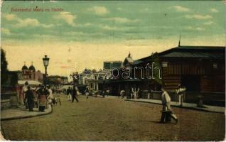 1913 Bucharest, Bukarest, Bucuresti, Bucuresci; Bulevardul Maria cu Halele / street view, market (EB)