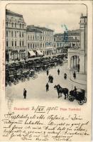 1905 Bucharest, Bukarest, Bucuresti, Bucuresci; Piata Teatrului / Theatre Square, horse-drawn carriages, shops (EK)