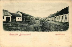 1904 Bozovics, Bozovici; Herkulesfürdői út, Spärger Ignác üzlete / street view, shop (EK)