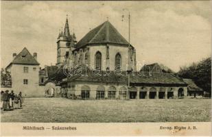 Szászsebes, Mühlbach, Sebesul Sasesc, Sebes; Evang. Kirche / Evangélikus templom. Anna Gross kiadása / Lutheran church (fl)