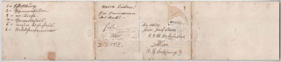 1917 Segesvár, Schässburg, Sighisoara; 3-részes kihajtható panorámalap / 3-tiled folding panoramacar...