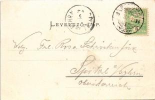 1902 Szentágota, Agnetheln, Agnita; Kirche und Schule (einst), Kirche (jetzt), Ev. Hauptvolksschule ...