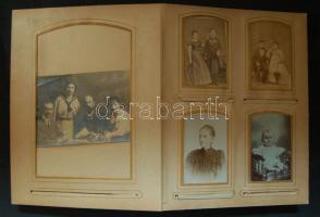 cca 1880-1900 Fotó hagyaték: századfordulós kapcsos fotóalbum (sérült) 23 különböző méretű kiváló ál...