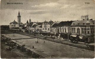 Marosvásárhely, Targu Mures; Fő tér, üzletek, piac. Vasúti levelezőlapárusítás 791. / main square, shops, market (EB)