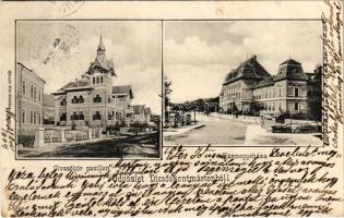 1904 Dicsőszentmárton, Tarnaveni, Diciosanmartin; Olvasókör pavilon, vármegyeháza. Hirsch Mór kiadása / reading clubs pavilion, county hall (fa)