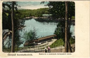 Szováta-fürdő, Baile Sovata; Medve tó a cukrászda teraszáról nézve. Hönig Bernát kiadása / Lacul Ursu / spa, lake (EK)