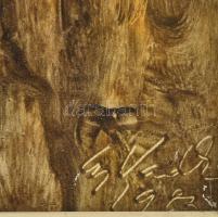 Gy. Vad Erzsébet (1925-2012): Erdei táj. Olaj, farost, jelezve jobbra lent, hátoldalán autográf feli...