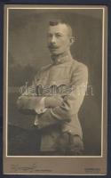 cca 1890 Katona nagyalakú keményhátú fotó / Hungarian soldier vintage photo 13x21cm