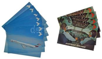 10db klf repülős fém jelvény + 11db repüléssel kapcsolatos képeslap (2xklf) + egy kisméretű fém repü...